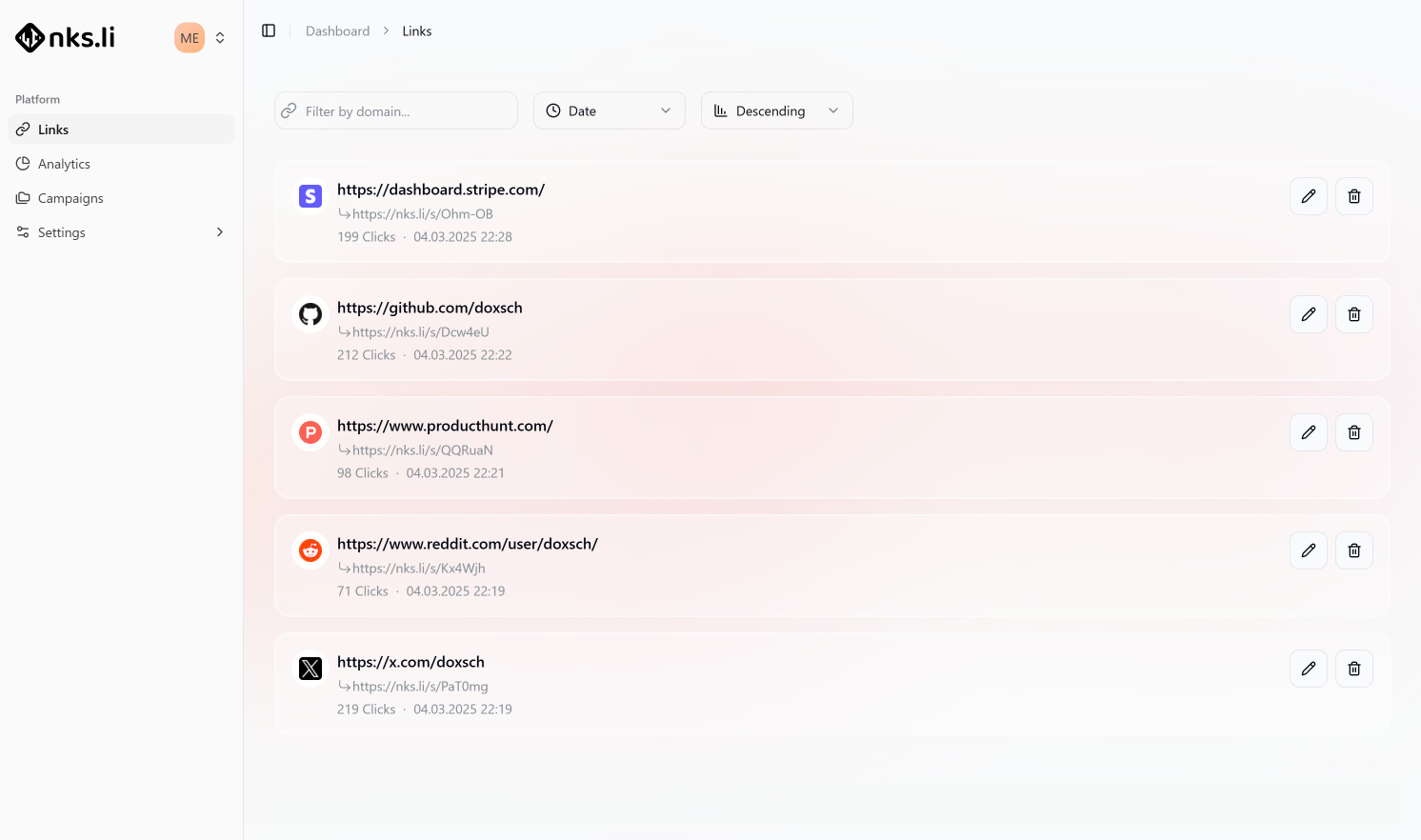 nks.li Dashboard Preview